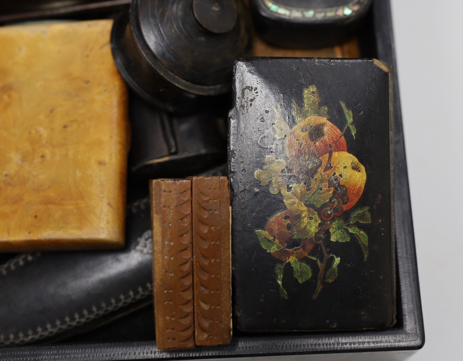 A collection of Victorian snuff and tobacco boxes
